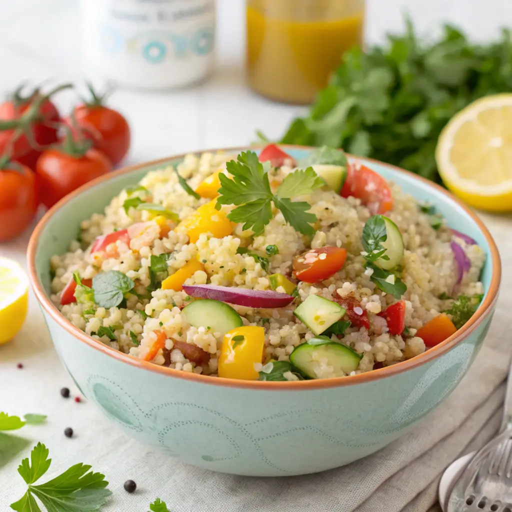 Quick Quinoa Salad with fresh vegetables and herbs