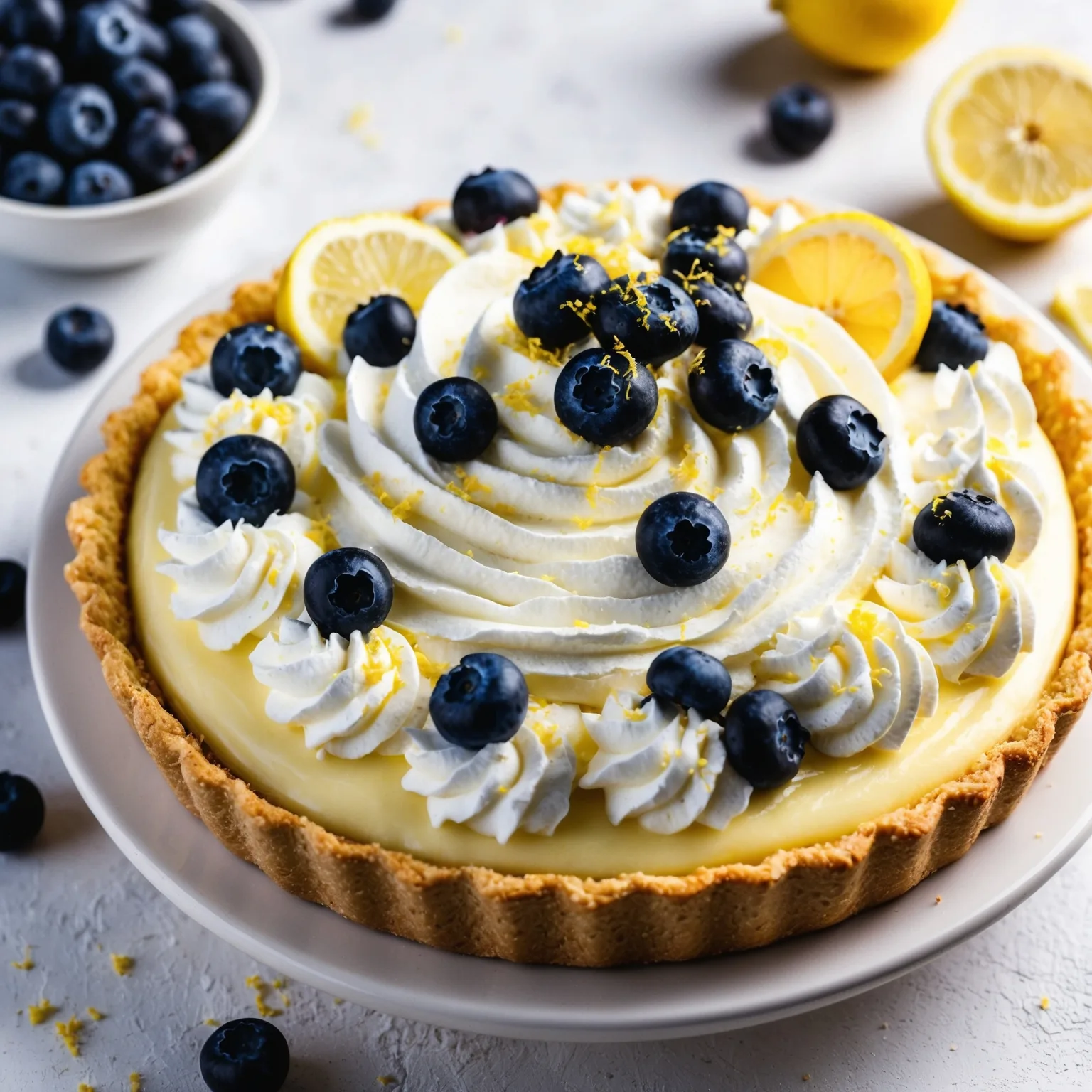 Easy Lemon Blueberry Cream Pie