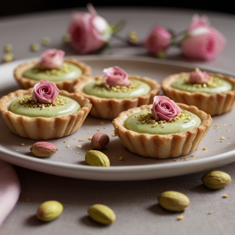 Easy Pistachio Rose Tartlets