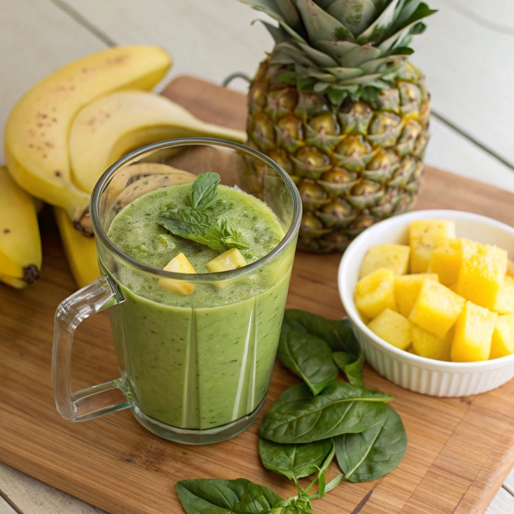 easy quick recipe "Easy Green Smoothie with Spinach and Pineapple"